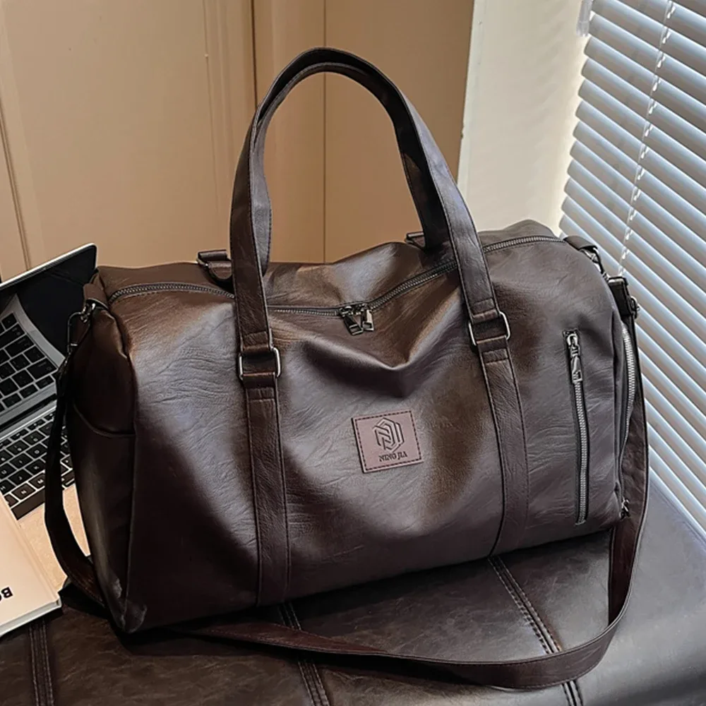 sac de voyage en cuir pu souple avec compartiment à chaussures, sac de week-end et de sport pour hommes et femmes, sac de voyage de marque pour bagage à main