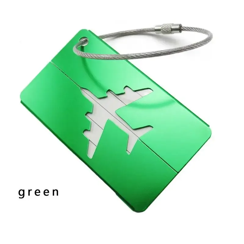étiquette de bagage en aluminium durable, design tendance avec anneau en acier antivol, étiquette d'identification de bagage pour enregistrement à l'embarquement.