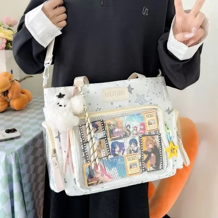 y2k mignon japonais ins ita sac lolita fille fourre-tout transparent sac à bandoulière grande capacité sac à bandoulière décontracté bricolage affichage sacs à main