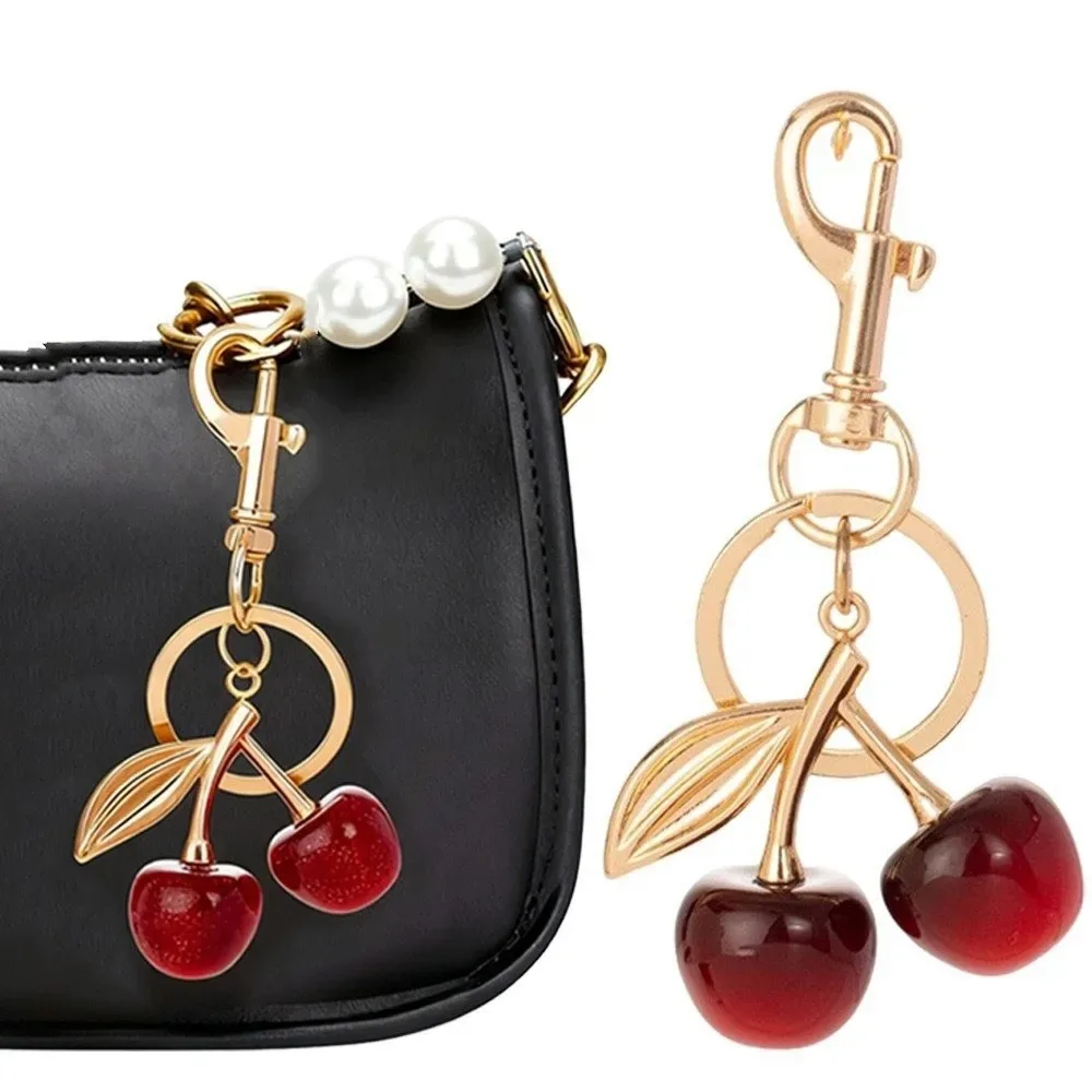 nouveau porte-clés cerise scintillant en résine, porte-clés de voiture en forme de fruit, bijoux diy, finition pailletée, accessoires pour sac, décoration suspendue pour sac à dos