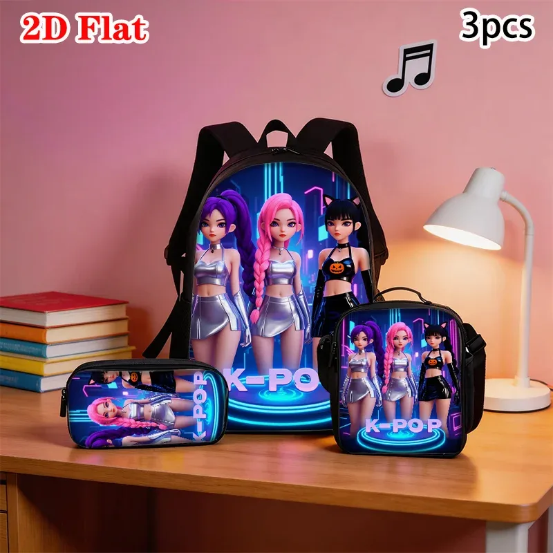 sac à dos imprimé groupe k-pop, léger, grande capacité, pour l'école, le voyage, avec sac à bandoulière, sac à crayons, cadeau parfait, 3 pièces