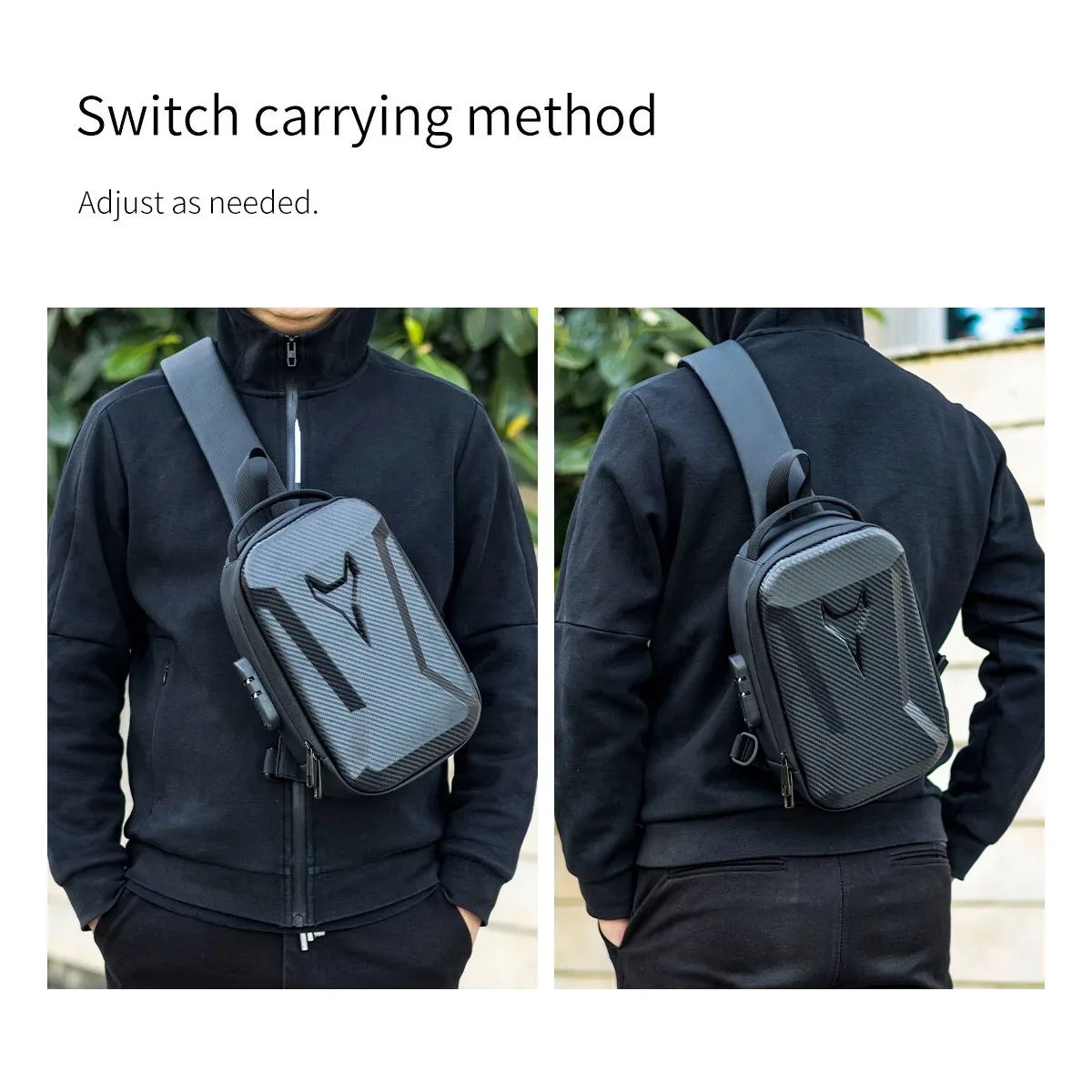 sac de poitrine rigide pour homme avec serrure à combinaison, sac de cyclisme antivol, sac banane décontracté pour la course et les voyages en extérieur, sac à bandoulière unique