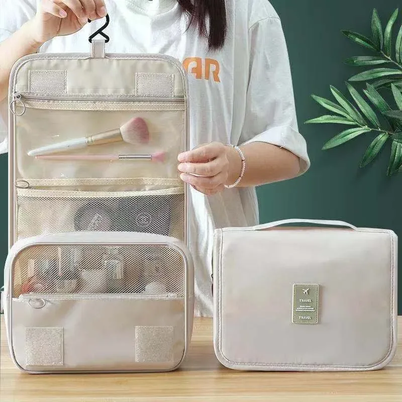 Maquillage pour les femmes pliable voyage cosmétique organisateur sacs Oxford étanche grande capacité salle de bain sac à main coréen sac fourre-tout nouveau