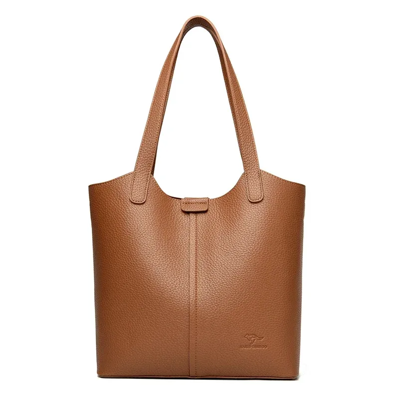 véritable marque haut de gamme en cuir pu souple sac à bandoulière pour femmes sac fourre-tout décontracté femme sac à main conception simple sac à main sac de transport