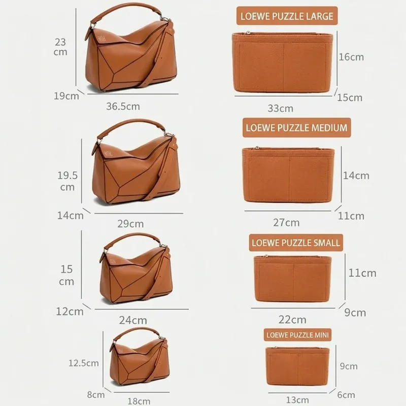 organisateur de sac à main en feutre pour femme, compatible avec loe puzzle, pour sacs de maquillage et cosmétiques, organiseur de sac de luxe pour femme