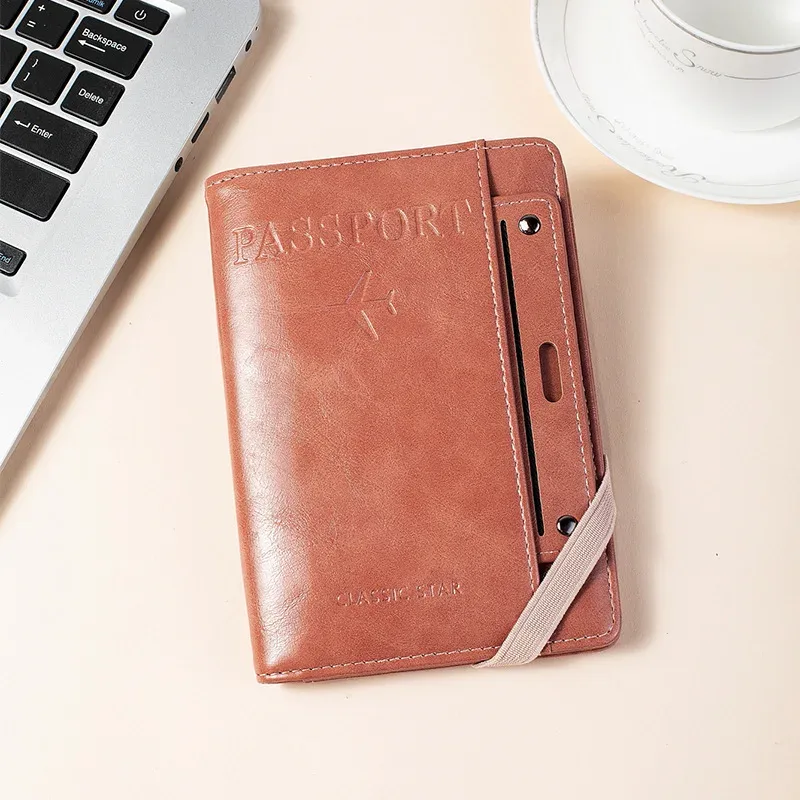 porte-passeport et portefeuille en un, antivol, anti-démagnétisation, sac de rangement multifonctionnel pour documents et cartes, porte-billets de voyage, organiseur portable pour documents professionnels et de voyage, housse de protection essentielle pour documents à l'usage de l'étranger.