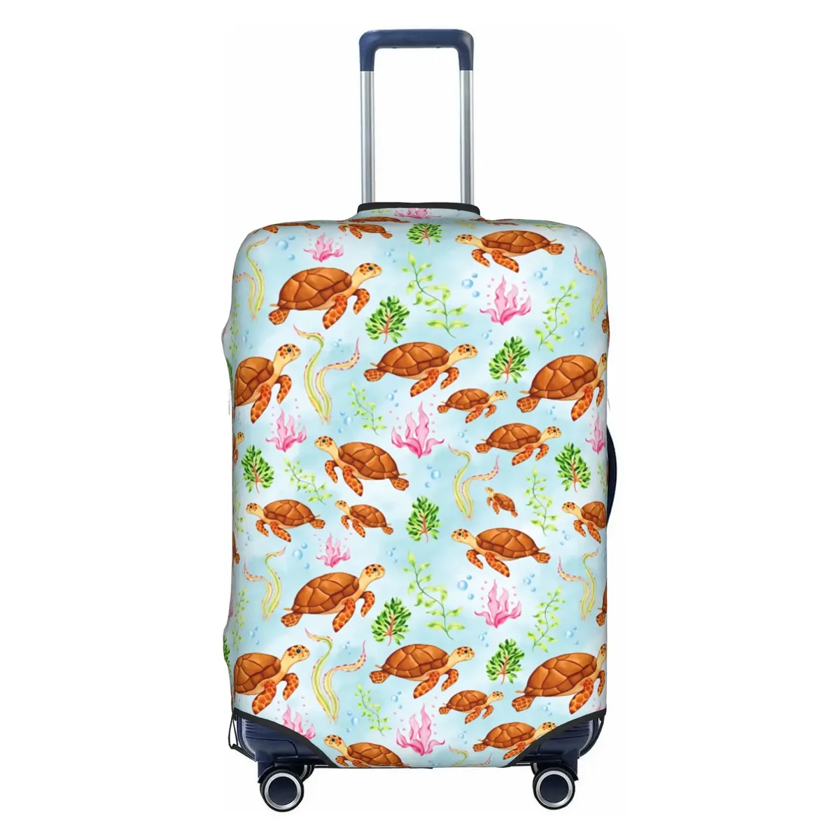 housse de protection pour valise, motif tortues marines sur fond bleu marine, mignonne, convient aux valises de 18 à 32 pouces
