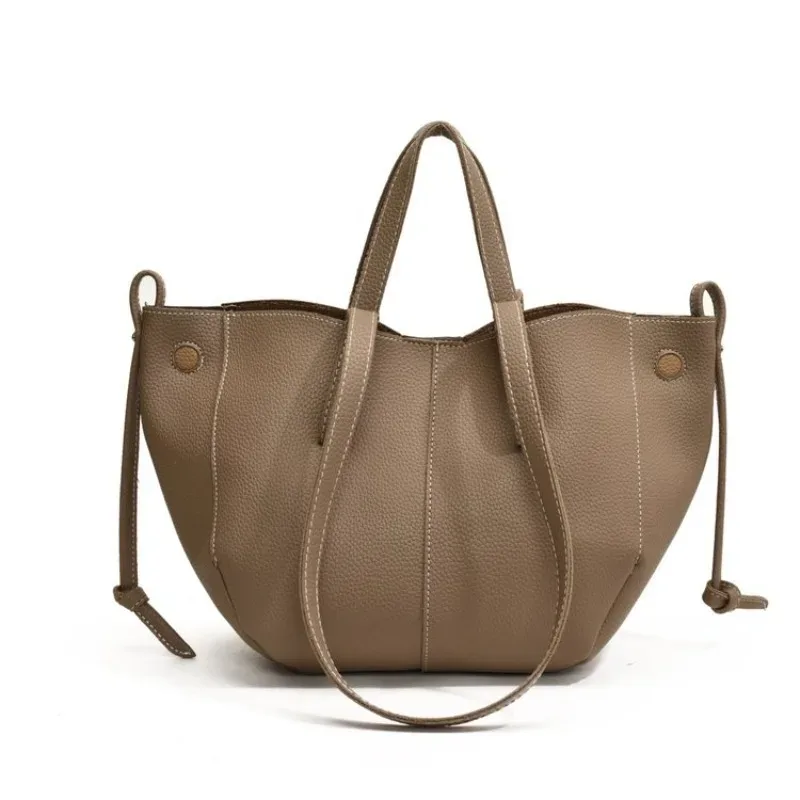 sac fourre-tout en cuir véritable pour femme, style quotidien, avec cordon de serrage, pour le travail, les voyages, les trajets quotidiens et le style décontracté