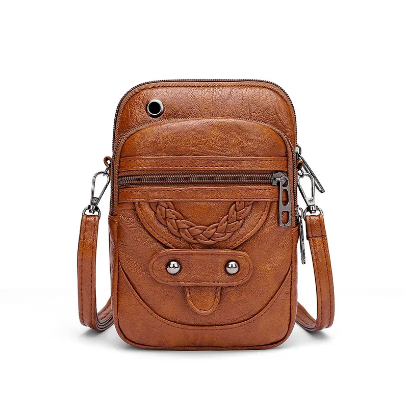 petit sac à bandoulière multifonctionnel en cuir pu souple pour femmes, sac à bandoulière vintage, porte-monnaie pour téléphone portable, sac à main baga