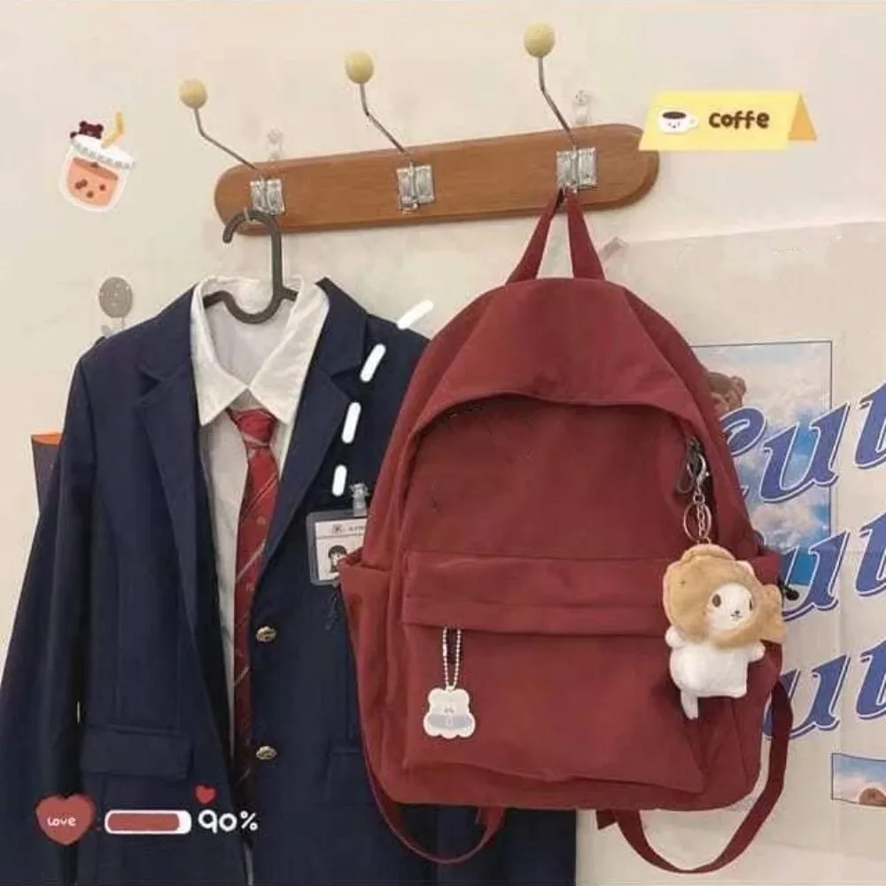 nouveau sac à dos pour lycéens, grande capacité, couleur unie, sacs d'école imperméables, sac à dos de voyage pour filles