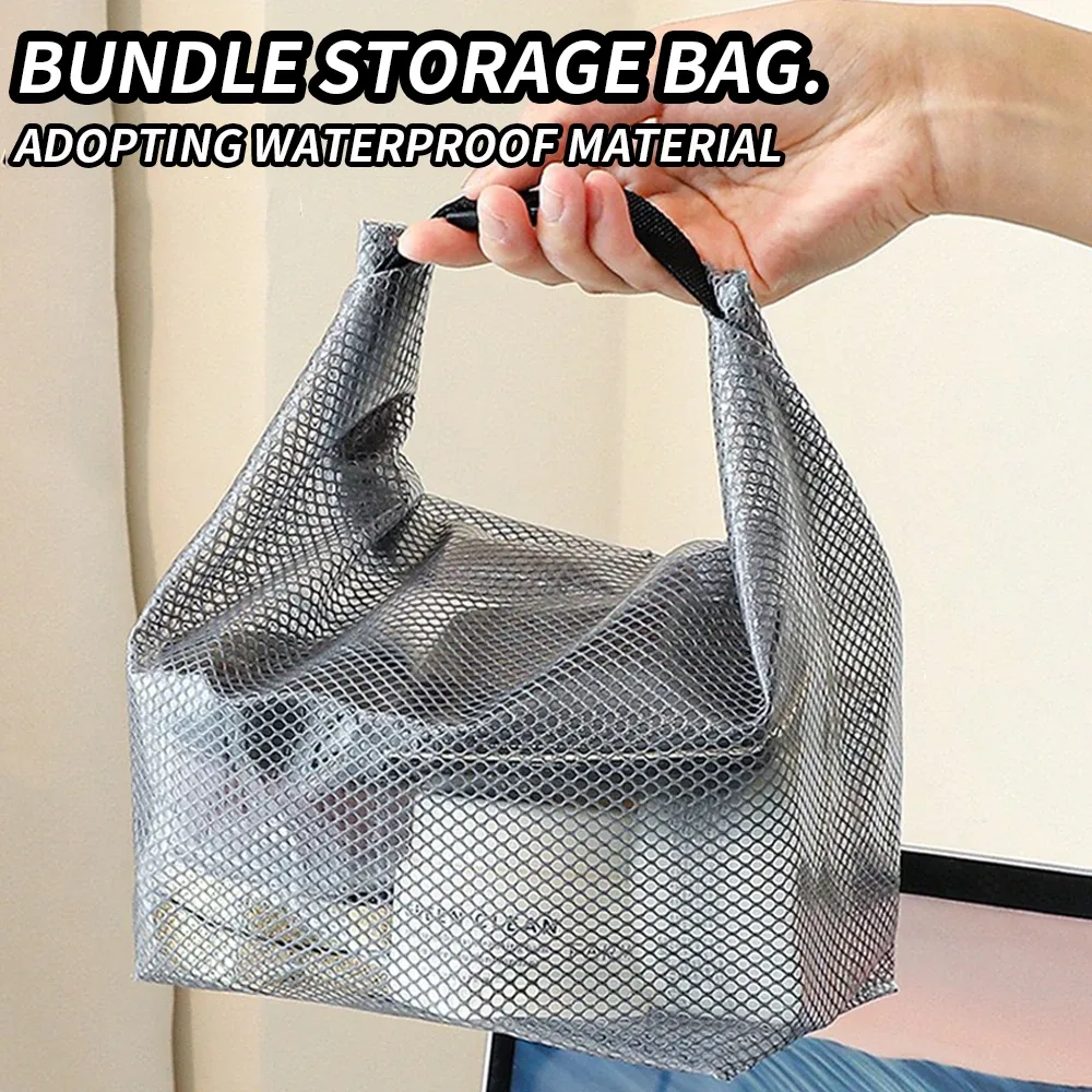 trousse de toilette en maille imperméable, organiseur de cosmétiques à cordon avec boucle à dégagement rapide, pochette transparente pour voyage, gym et salle de sport