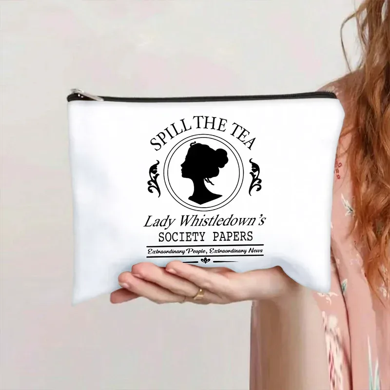 sacs de maquillage en toile imprimée à lettres, best-sellers, sacs de rangement artistiques et de niche pour cosmétiques de voyage portables, pochette zippée