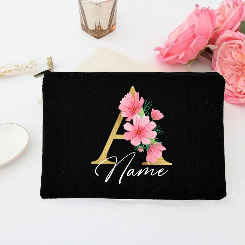 pochette de maquillage personnalisée avec initiales et nom, trousse de toilette de mariée, pochette de toilette monogramme, cadeaux de mariage pour demoiselle d'honneur