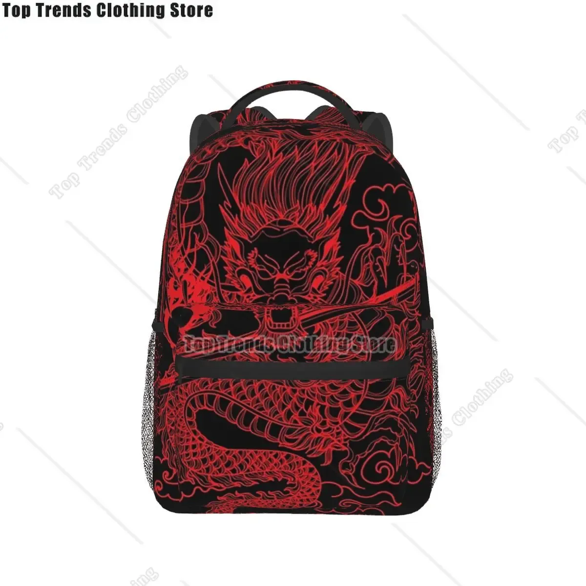 dragon chinois rouge avec fond noir sacs à dos garçons filles bookbag étudiants sacs d'école dessin animé sac à dos pour ordinateur portable sac à bandoulière