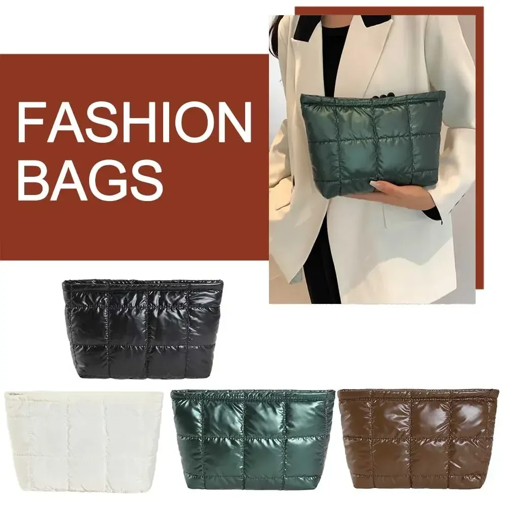sac à cosmétiques rembourré et matelassé pour femmes, sac de rangement de maquillage de grande capacité, sacs de rangement de maquillage, sacs à cosmétiques de voyage de couleur unie