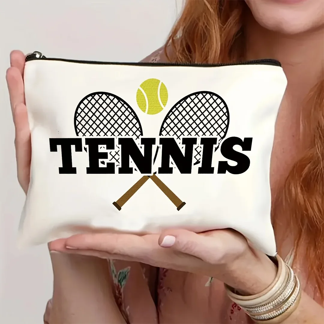 sac de maquillage sur le thème du tennis, cadeau pour les amateurs de tennis, pochette cosmétique de voyage légère et pliable pour femmes, sac de rangement de voyage