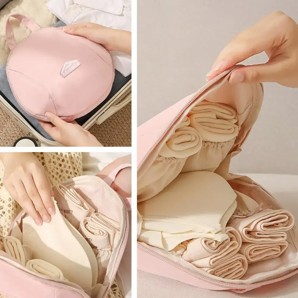 sac de rangement pour sous-vêtements, organisateur de soutiens-gorge et chaussettes, en forme de coquille, pochette de voyage portable en polyester imperméable pour vêtements, étui de rangement pour bagages