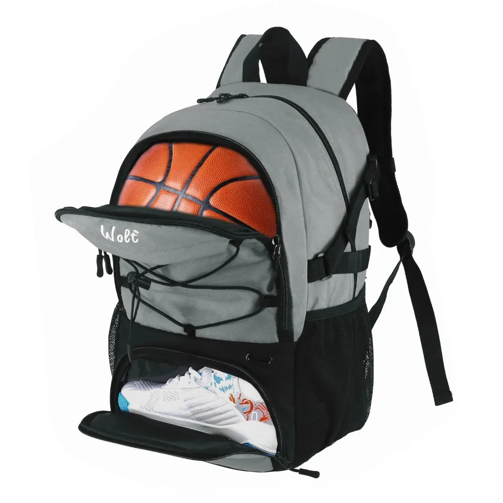 sac à dos de basket-ball de grande capacité, compartiment pour chaussures, porte-balle séparé, sac à dos de ballon de football, sac de sport respirant et étanche