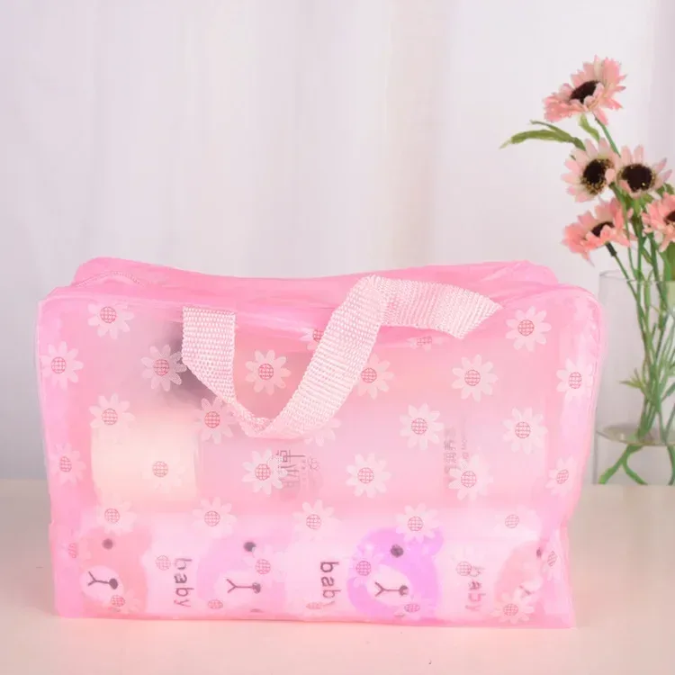 sac à cosmétiques transparent en pvc floral, trousse de maquillage transparente pour femmes et filles, trousse de beauté étanche à fermeture éclair, trousse de toilette de voyage, sac à main