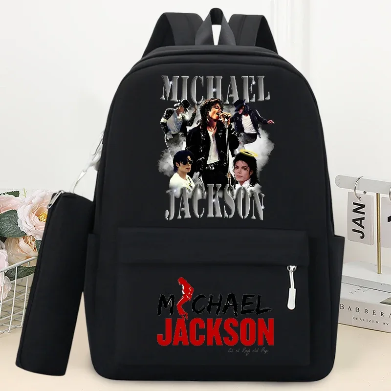 sac à dos king of pop michael jackson avec trousse à crayons, sac à dos à la mode imprimé anime, sacs à dos de rangement pour livres et papeterie pour étudiants