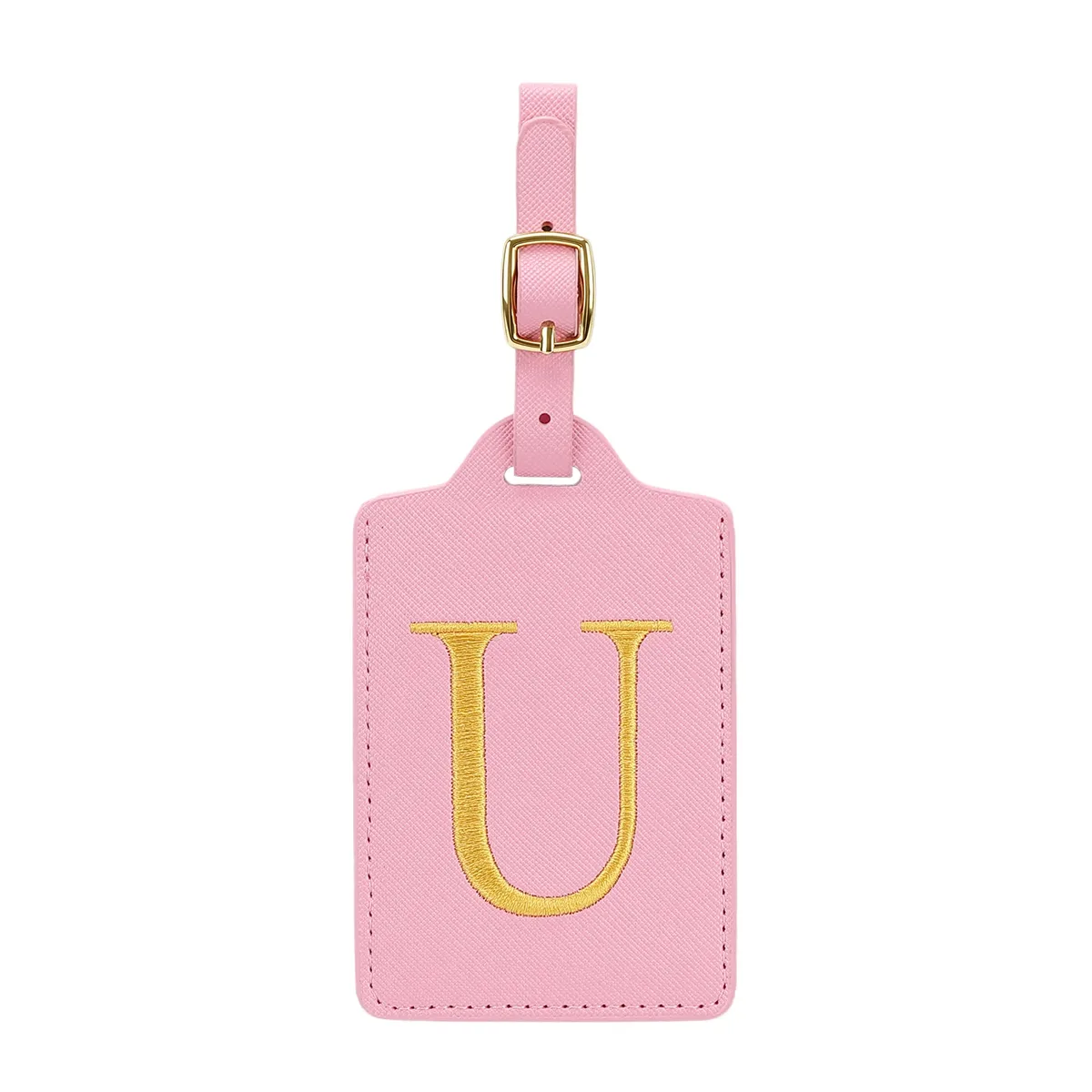 étiquettes de bagages miyin 26 lettres en cuir pu pour valises, protection de la vie privée, accessoires de voyage essentiels, rose