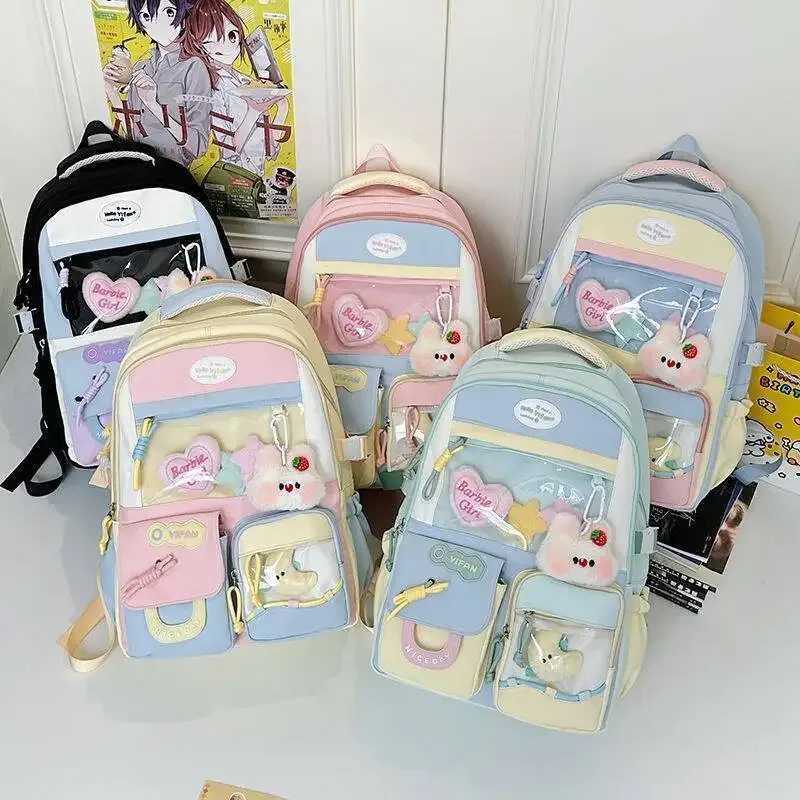 sac à dos mignon pour fille de style dopamine ins, nouveau modèle pour les lycéennes, sac à dos de grande capacité avec blocs de couleurs