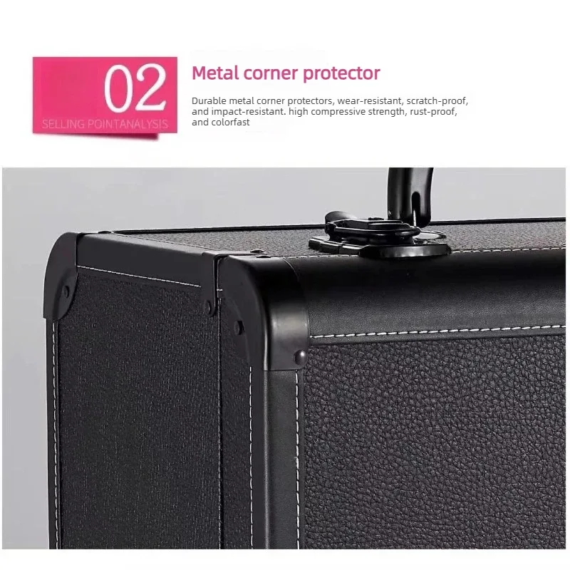 valise de maquillage portable multi-couches de grande capacité expédiée depuis l'union européenne, une valise de maquillage pour les maquilleurs professionnels et une boîte de rangement pour les outils de beauté, de nail art et de broderie.