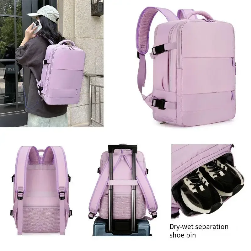 sac à dos de voyage grande capacité pour femmes, sac de voyage multifonctionnel pour voyages d'affaires, sac de rangement pour ordinateur avec chargement usb
