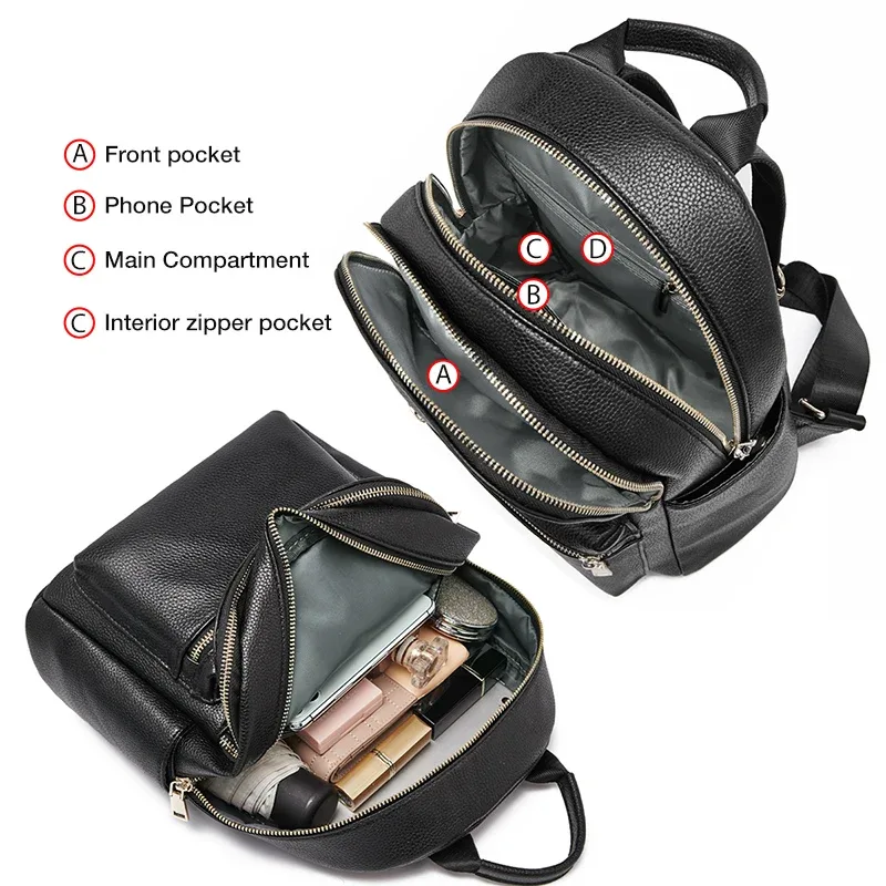 sac à dos pour femme en cuir véritable + microfibre de la marque foxer, sac de voyage tendance pour femme, grande capacité, sac à dos imperméable