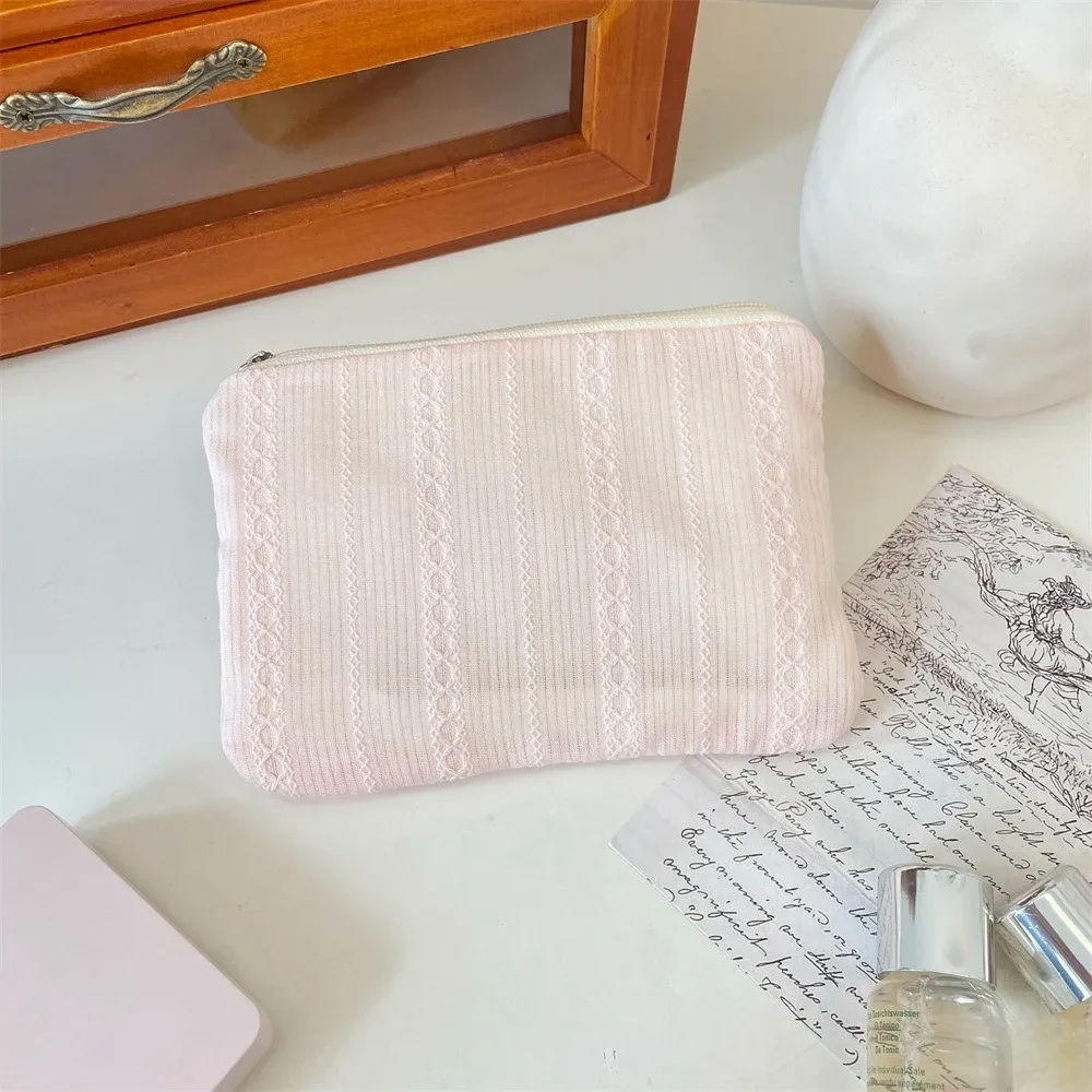 nouvelle rayure mini maquillage rouge à lèvres pochette de rangement porte-monnaie mignon femmes cosmétique organisateur sac serviettes hygiéniques sac de rangement