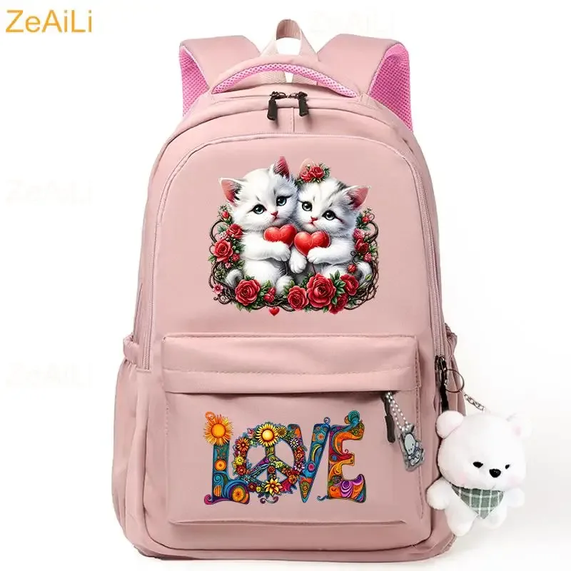 sac à dos pour ordinateur portable à thème chat mignon, grande capacité, pour femmes et hommes, sacs d'école pour garçons et filles, sac de voyage cool