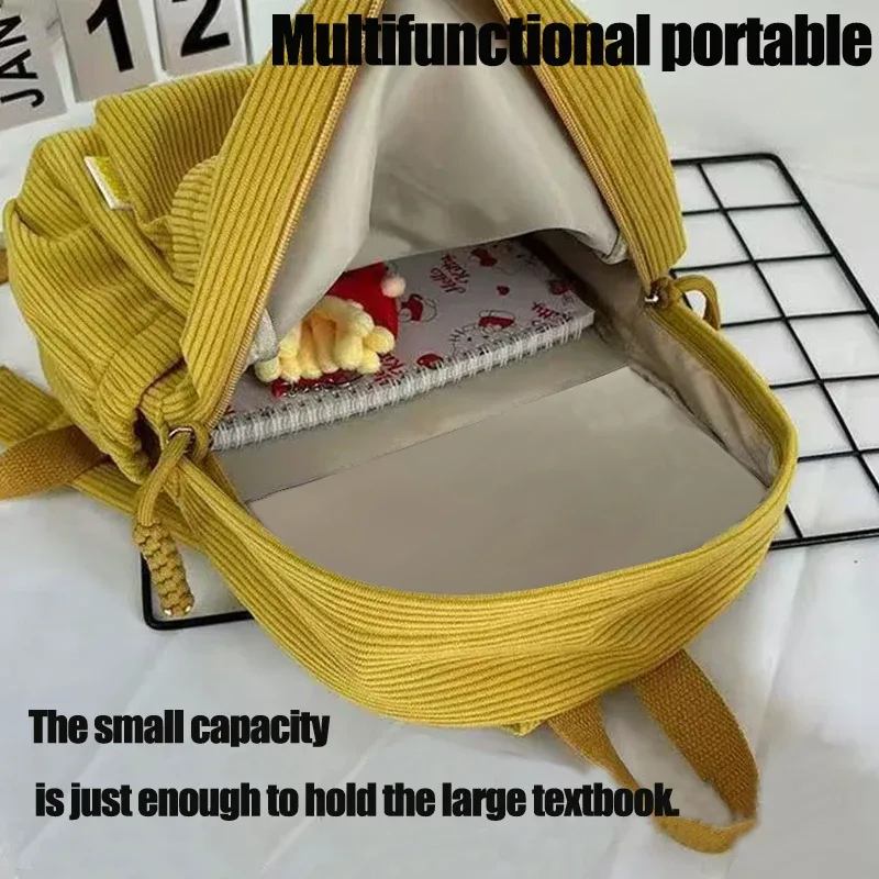 mini sac à dos en velours côtelé durable, sac à dos décontracté rétro avec plusieurs compartiments pour femmes, pour le quotidien, les voyages et le week-end