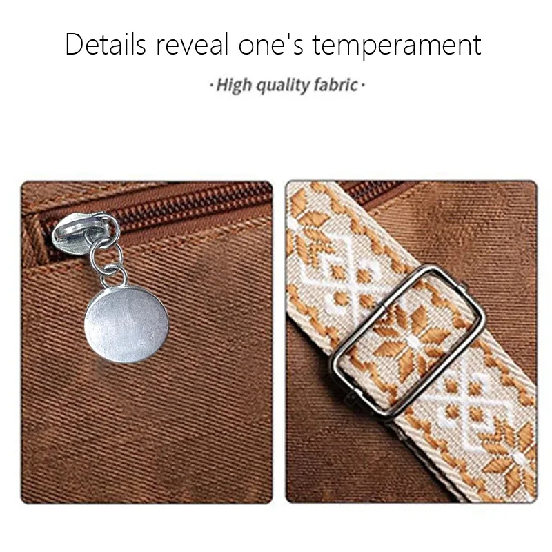 sac à bandoulière spacieux multi-poches pour femme, sac à bandoulière vintage en cuir souple avec sangle à motif ethnique pour la vie quotidienne
