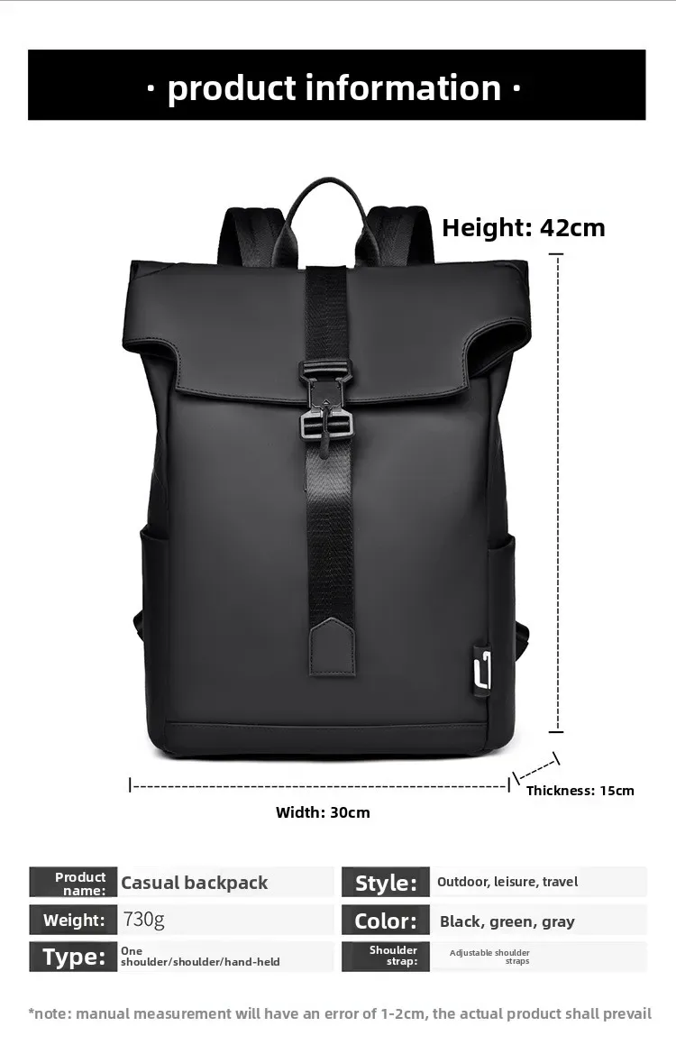nouveau sac à dos pour homme avec fermeture magnétique, sac à dos décontracté pour les voyages en plein air, sac à dos multifonctionnel de grande capacité pour ordinateur