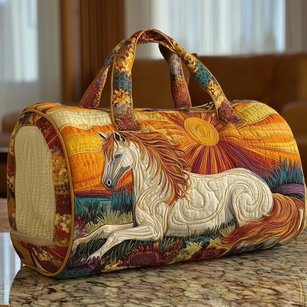 sac fourre-tout matelassé 3d de style occidental, imprimé cheval en course, cactus, bohème, sac de voyage, sac à bandoulière fait à la main, grande capacité, sac de transport