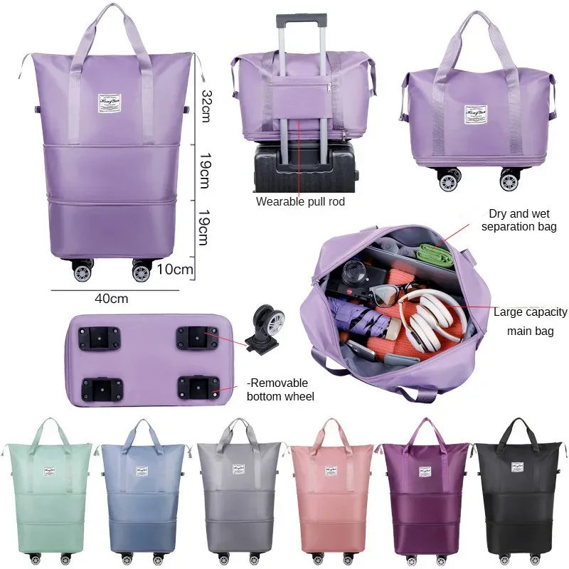 sac voyage bagage roulettes oxford université toupie poignée sup lat front blanche unisexe grande capacité séparation humide sèche