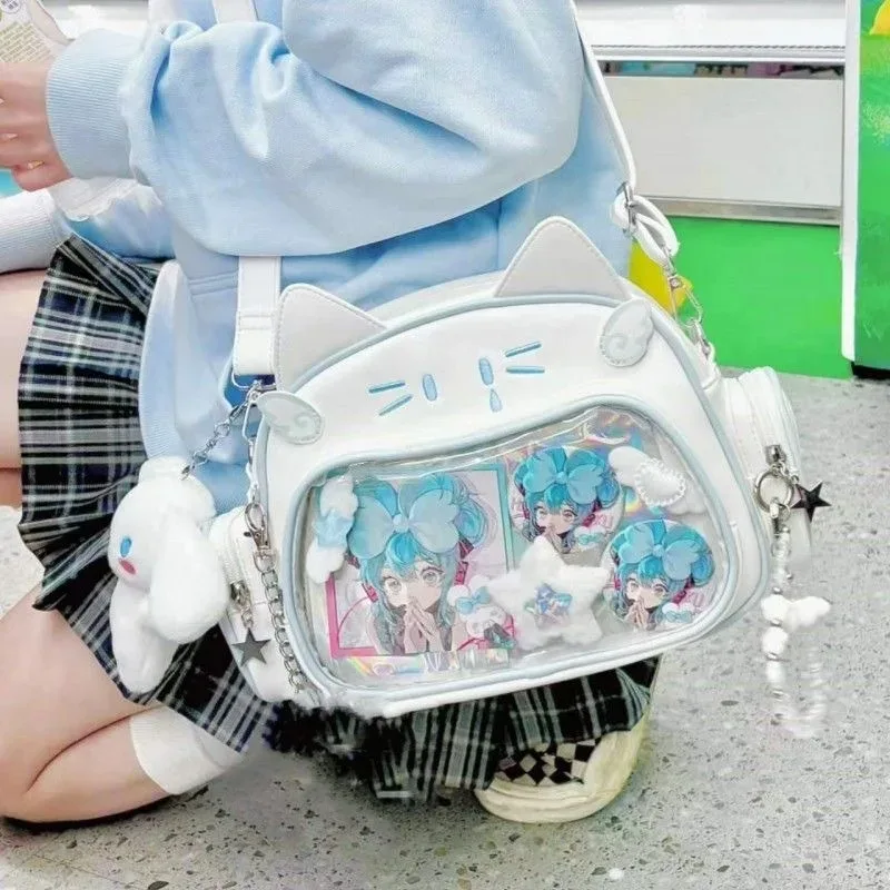 sacs à dos y2k cat ita pour femmes, style harajuku coréen, sac à bandoulière kawaii, esthétique vintage, sacs à bandoulière en pu mignons initiés, mode japonaise