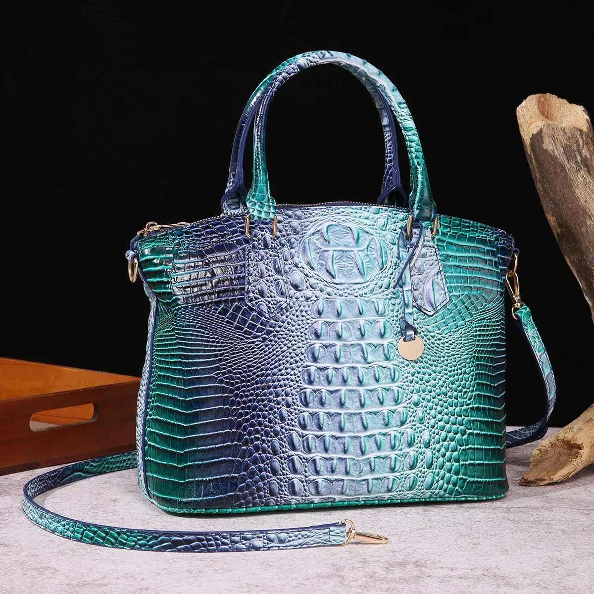 sac à bandoulière en cuir gaufré croco grande capacité, sac à main de luxe ombré pour femme, sac de voyage, cadeau