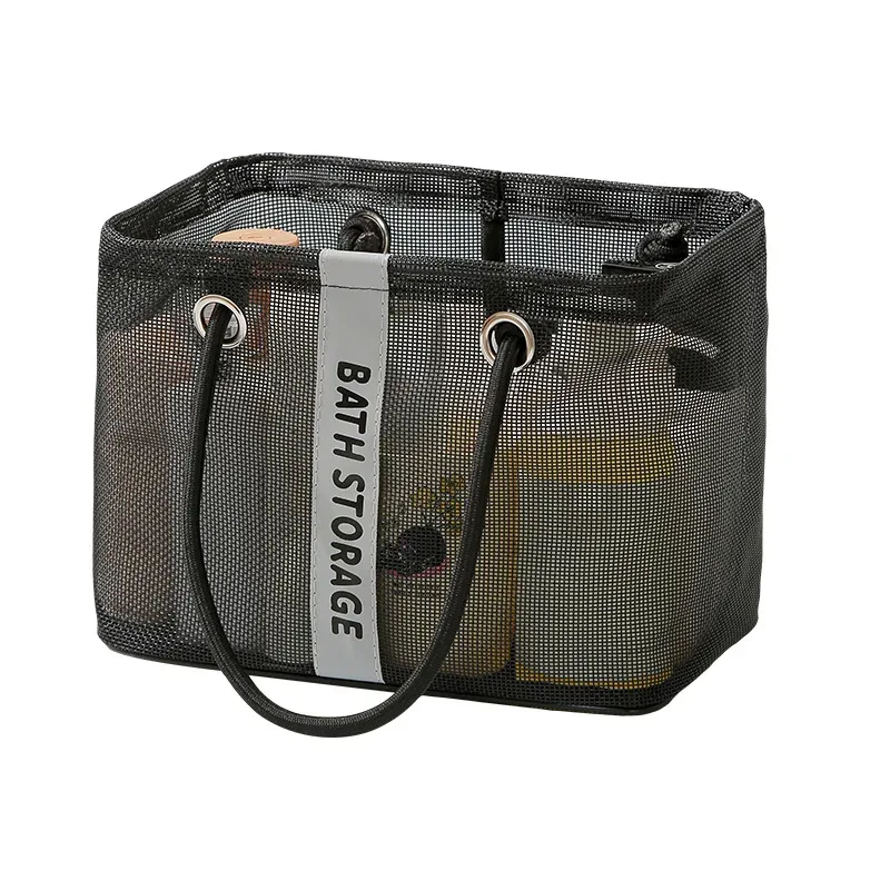 panier de vidange en maille pliable 2 en 1, organisateur de toilette de voyage et de natation, grande poignée de transport portable, rangement écologique