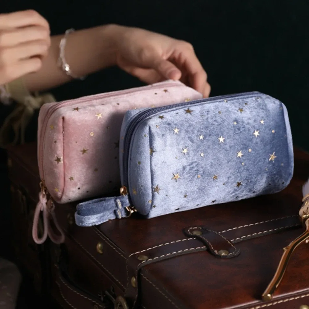 sac de maquillage en velours pour fille, organisateur, sac de rangement pour rouge à lèvres, trousse de toilette pour femme, étui de beauté, pochette de maquillage portable, sac cosmétique