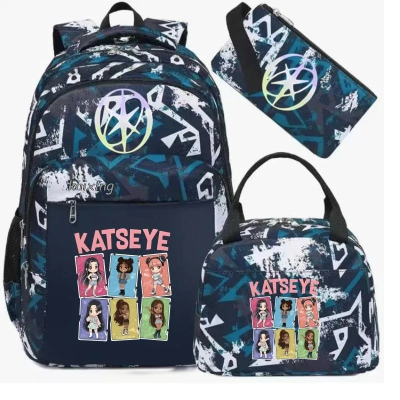 hot katseye drôle impression sacs à dos avec sacs à déjeuner multi-poches camouflage adolescents voyage sac à dos pour ordinateur portable femmes sac d'école mochila