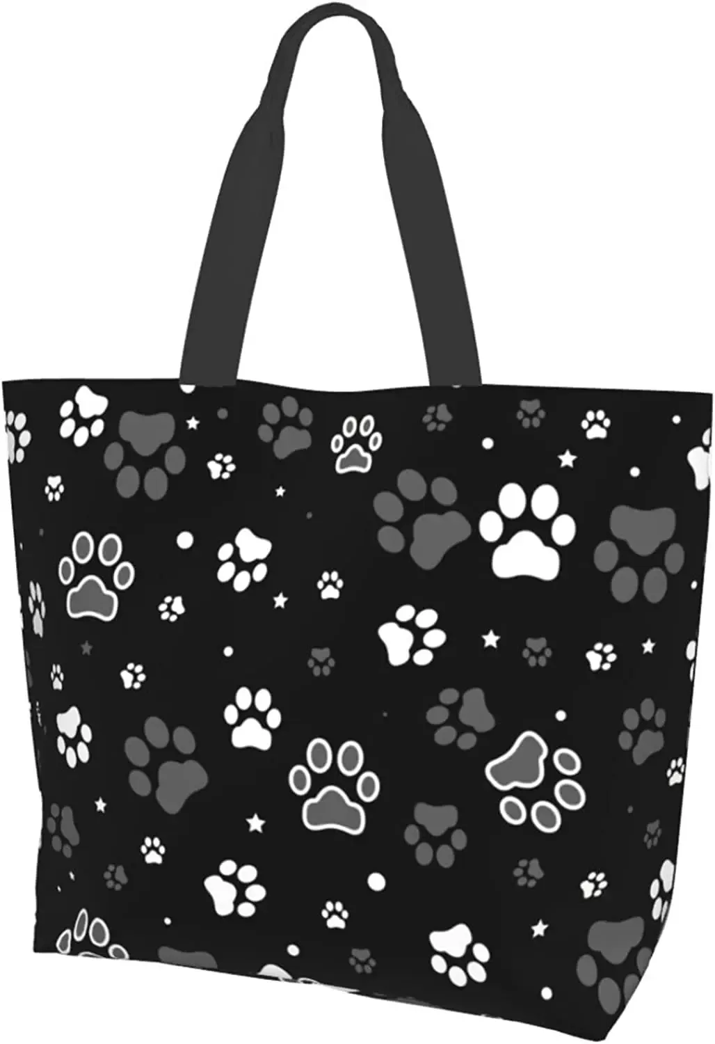 grand sac fourre-tout imprimé patte de chien pour femme, sac de plage portable, sacs d'épicerie réutilisables, sac à main initié étanche