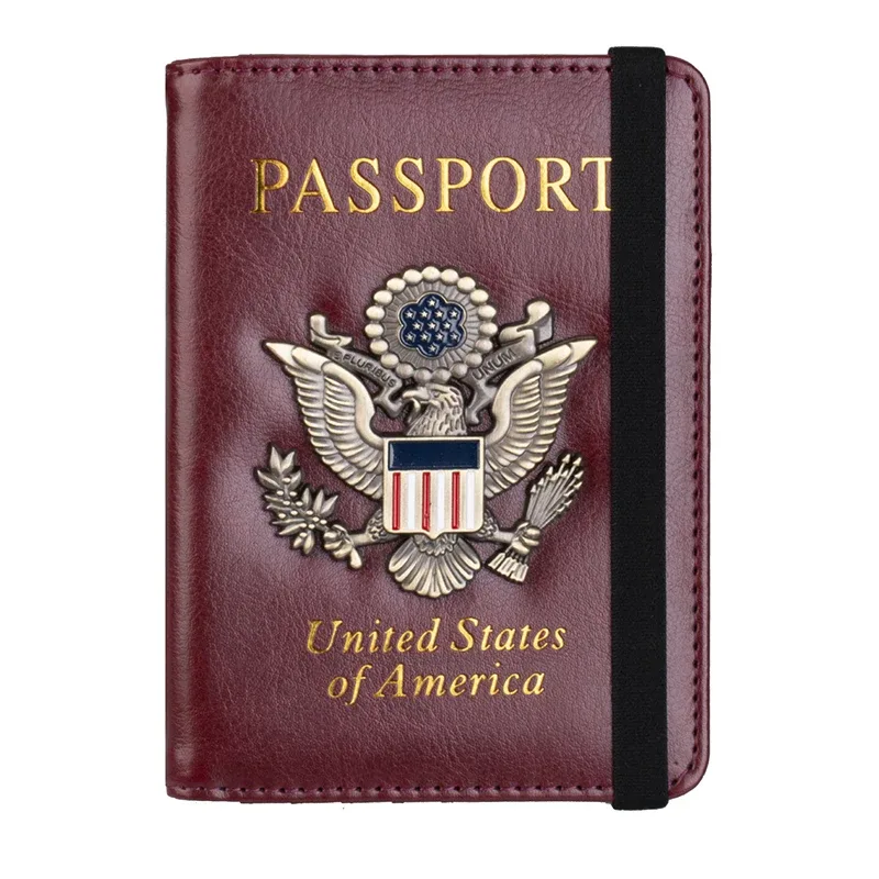 housse de passeport américaine en cuir pu, porte-passeport américain personnalisé pour hommes et femmes, étui pour documents de voyage américains