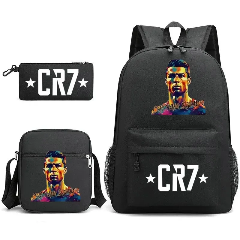 sacs d'école de cosplay football cr7, sac à dos pour ordinateur portable, pour adolescents garçons et filles, 3 pièces/ensemble