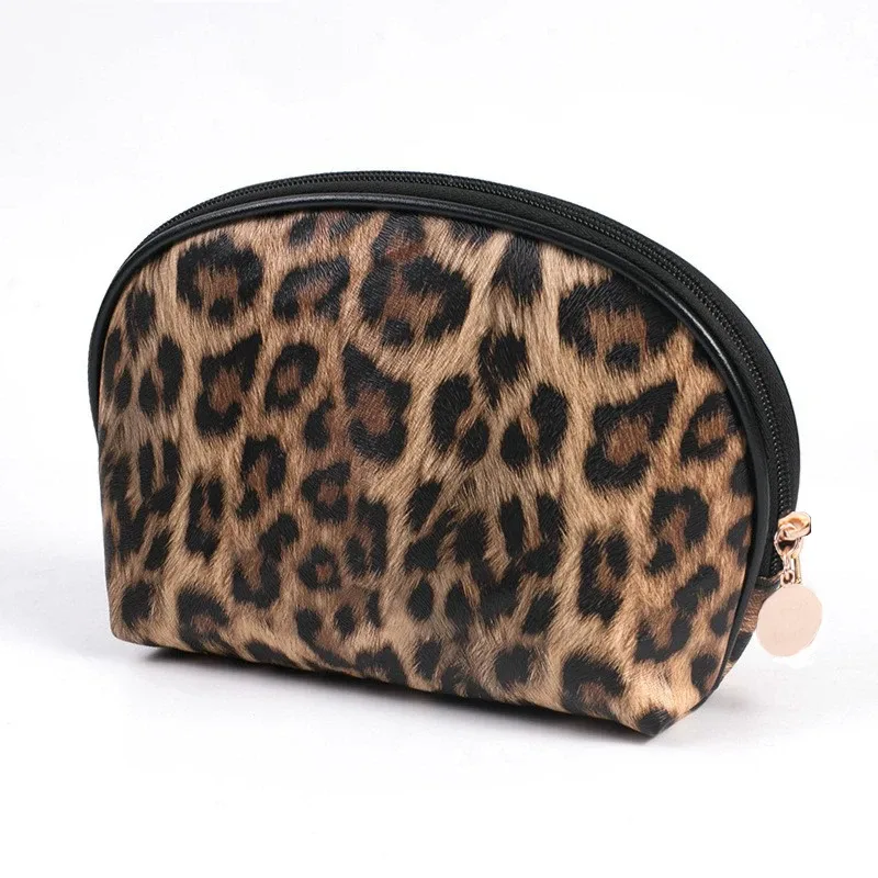 sac de maquillage léopard, trousse à cosmétiques de voyage, sac de rangement portable à fermeture éclair, sacs de toilette multifonctions, organisateur pour femmes, pochette