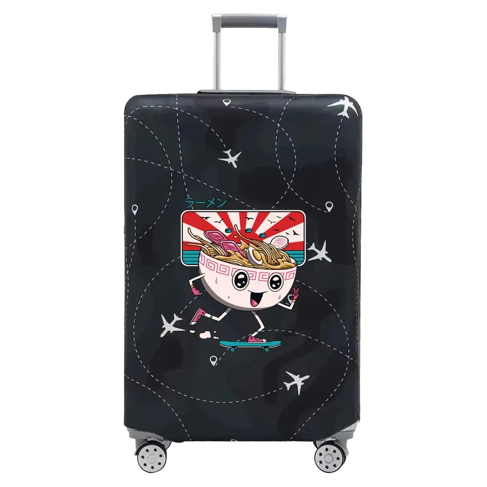 housse valise tissu extensible noire motif ramen bacon dessin animé voyage protection valise taille s m xl