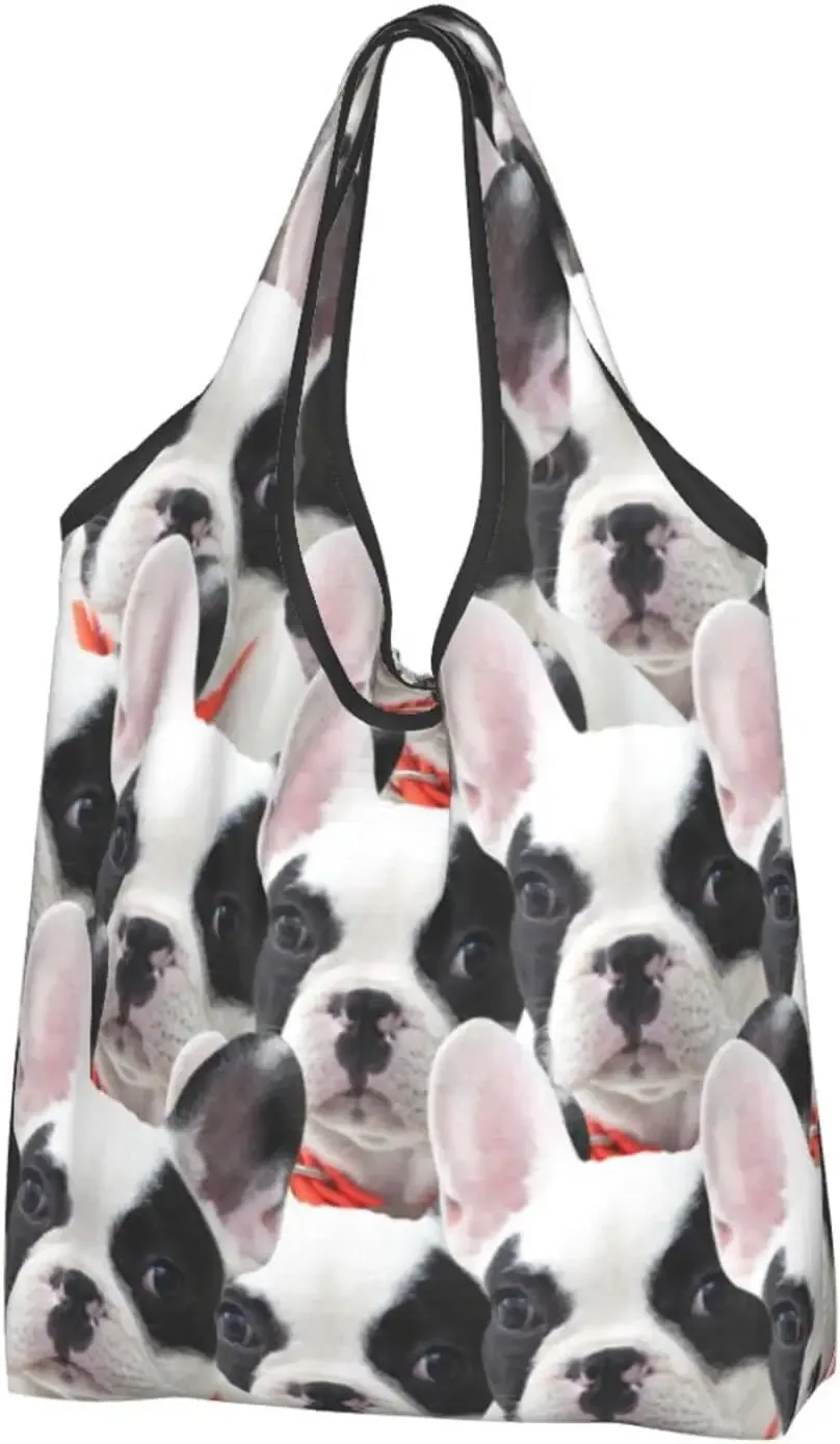 sac à provisions portable pop art pour femme, style bungalow, bouledogue français, sac fourre-tout pour chien, cadeau pour animal de compagnie, sacs d'épicerie