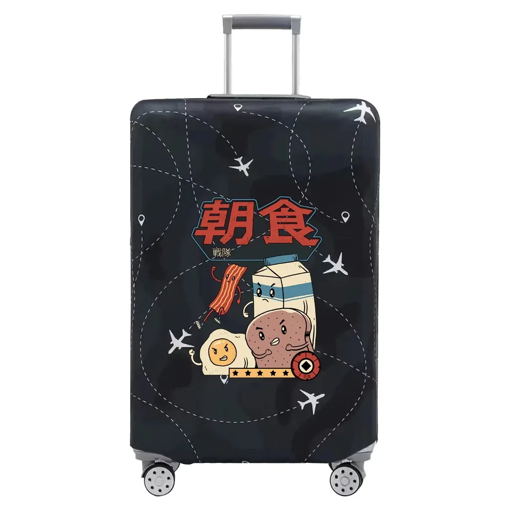 housse valise tissu extensible noire motif ramen bacon dessin animé voyage protection valise taille s m xl