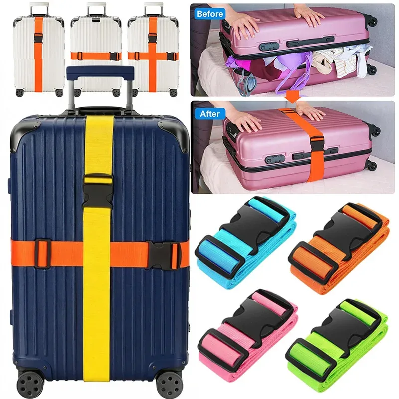 nouveau sangles de bagage droites pour valise, ceinture de bagage avec boucle de déverrouillage réglable, accessoire de voyage facilement identifiable