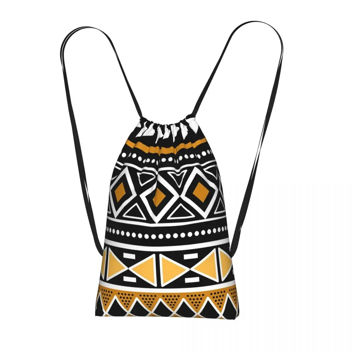 sac à dos à cordon de serrage en tissu bogolan africain, art ethnique tribal africain, sac de randonnée et de cyclisme, sac de rangement léger pour hommes et femmes